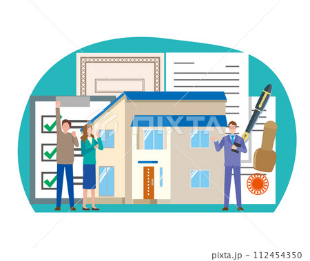 住宅購入と契約のイメージイラスト 住宅購入と契約のイメージイラスト 112454350