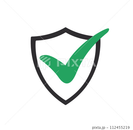 Shield with a checkmark. protection symbol icon vector illustration Shield with a checkmark. protection symbol icon vector illustration 112455219