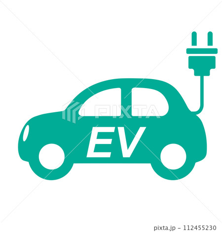 住宅　電気自動車充電器のアイコン　不動産・建設・マンション向けピクトグラム　シンボル緑 112455230