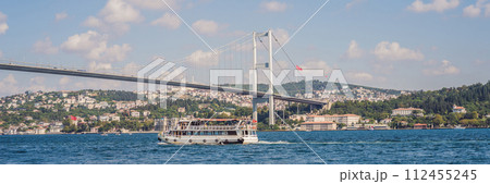 Bosphorus bridge on a summer sunny day, view from the sea, Istanbul Turkey BANNER, LONG FORMAT Bosphorus bridge on a summer sunny day, view from the sea, Istanbul Turkey BANNER, LONG FORMAT 112455245