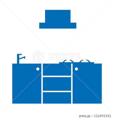 住宅・設備対面式アイランドキッチンアイコン 不動産・建設・マンション向けピクトグラム シンボル 住宅・設備対面式アイランドキッチンアイコン 不動産・建設・マンション向けピクトグラム シンボル 112455331