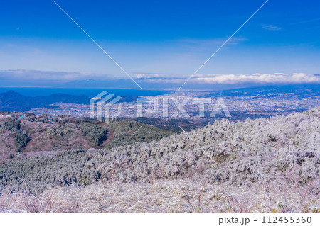 (静岡県)雪化粧した南箱根ダイヤランド付近と伊豆東部の街並み展望 (静岡県)雪化粧した南箱根ダイヤランド付近と伊豆東部の街並み展望 112455360
