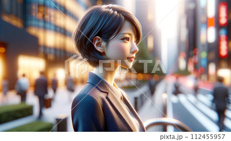 若いビジネスウーマン（街中） 112455957