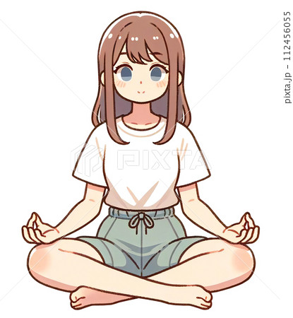 ヨガのポーズをする女性 ヨガのポーズをする女性 112456055
