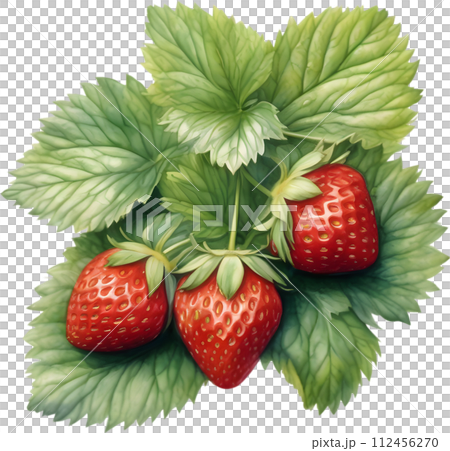 Watercolor painting of berries and leaves.  Watercolor painting of berries and leaves.  112456270