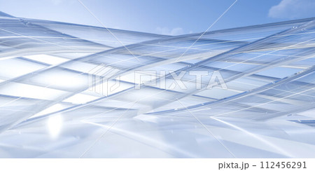 Abstract blue sky with white glass architecture building wall background 3d render illustration Abstract blue sky with white glass architecture building wall background 3d render illustration 112456291