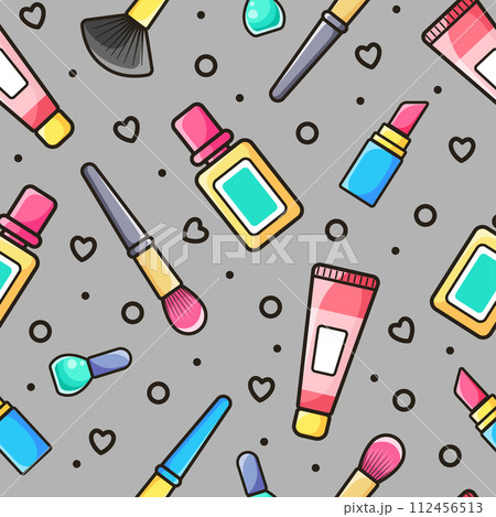Decorative cosmetics. Vector pattern. Illustration in flat style 112456513