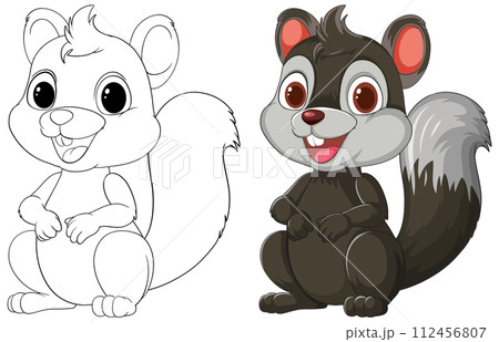 Cute Squirrel Illustration Before and After 112456807