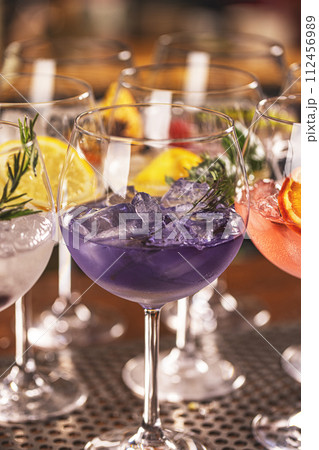 Colorful gin tonic cocktails 112456989