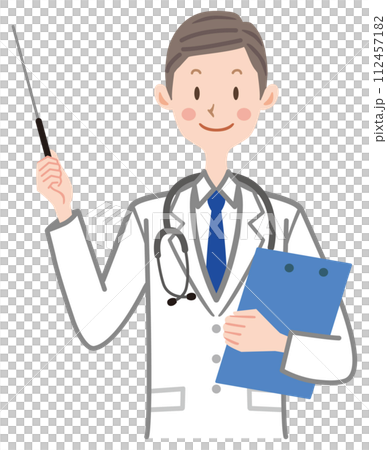 Doctor with a pointing stick Doctor explanation 112457182