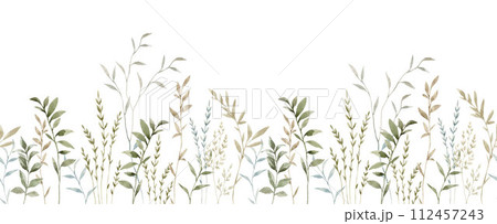 Beautiful floral seamless pattern with hand drawn watercolor wild herbs and flowers. Stock illustration. Beautiful floral seamless pattern with hand drawn watercolor wild herbs and flowers. Stock illustration. 112457243