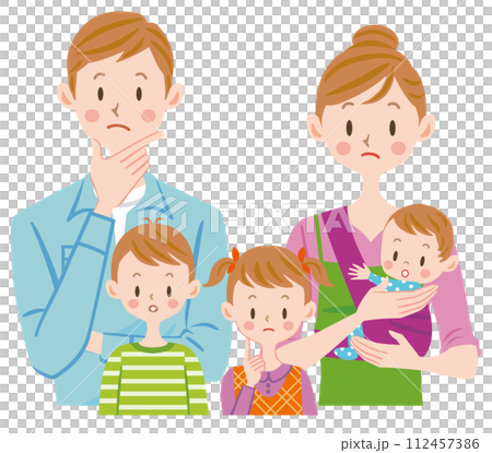 Family in trouble, worried about household finances, raising a baby Family in trouble, worried about household finances, raising a baby 112457386