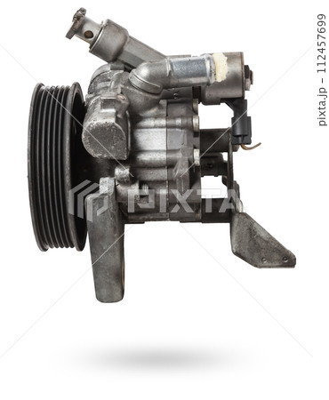 Vane pump or hydraulic power steering pump on a white background engine parts. Spare parts auto catalog. 112457699