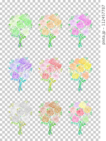 watercolor rose bouquet 112457787