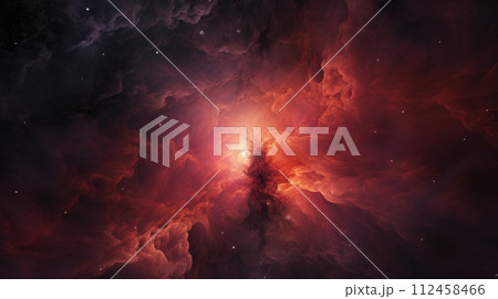 Space warlock a cosmic sword against a backdrop of a star-filled nebula. Dark prophet futuristic with a galaxy swirl cloak. Dark astronaut, with demonic aura. Hell's emissary, cybernetic wings. 112458466