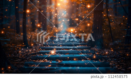 Starlit path, natural darkness guides to freedom 112458575
