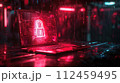 Cybersecurity. Padlock on a desk displaying on Laptop. Cyber attack on computer network, Virus, Spyware, Malware or Malicious software. Cybercrime. Compromised information internet. Generative AI 112459495