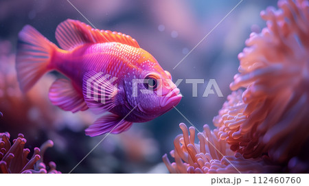 鮮やかな紫色の魚	AI生成画像 112460760