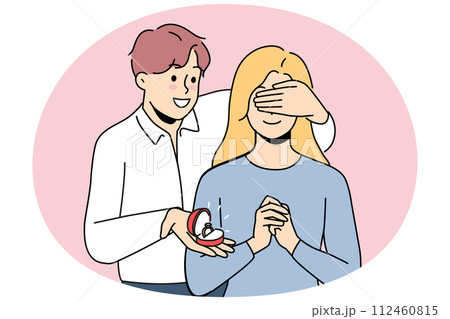 Loving man make marriage proposal with ring 112460815