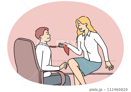 Businesswoman seduce male employee in office 112460820