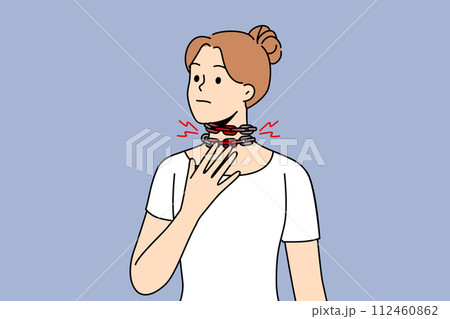 Suffocation in girl with chain around neck, need treatment for illness caused by malfunction lungs 112460862