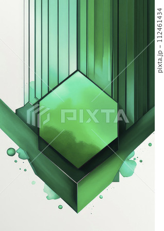 Abstract background with geometric spectral figure hexagonal frame. 112461434