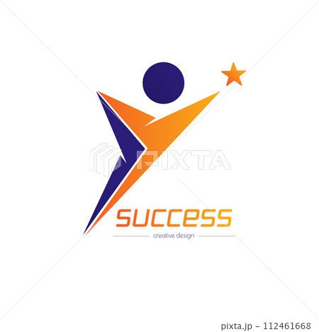 Success. Template of a logo, sticker, brand or label for a creative idea. Flat style 112461668