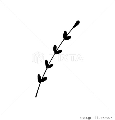 Hand-drawn floral element. Simple floral black outline clip art in doodle style, isolated on white background. Hand-drawn floral element. Simple floral black outline clip art in doodle style, isolated on white background. 112462907