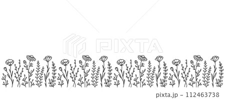 botanical floral seamless pattern with wildflowers 112463738