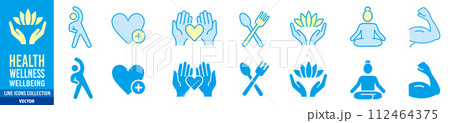 Set of line icons wellness, wellbeing, healthcare 112464375