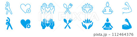 Set of line icons wellness, wellbeing, healthcare 112464376