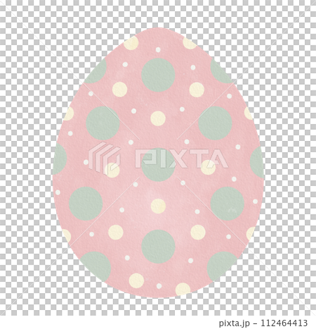 Watercolor cute green yellow polka dot pattern pink easter egg 112464413