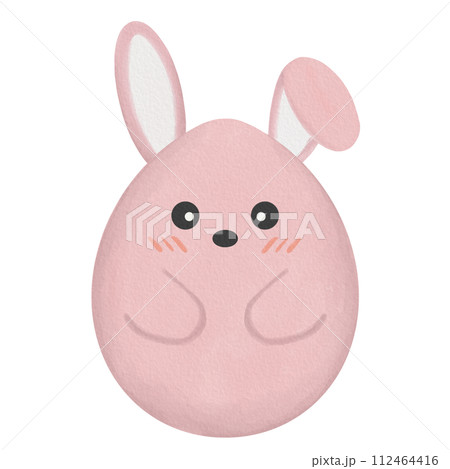 Watercolor cute pink bunny easter egg 112464416