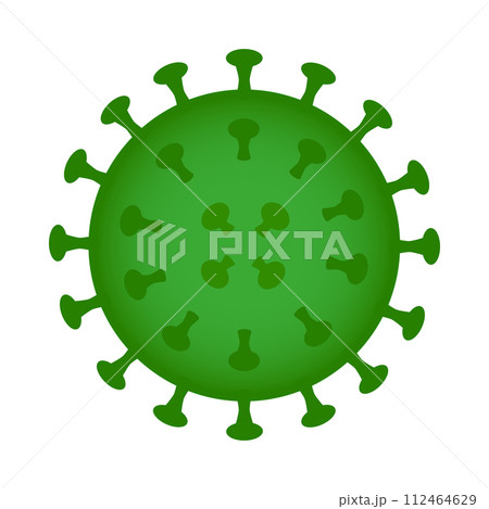 Green Coronavirus bacteria cell icon, isolated color vector illustration on white background, flat design 112464629