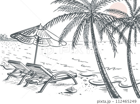 sketch summer beach sea sun chaise lounge sketch summer beach sea sun chaise lounge 112465249