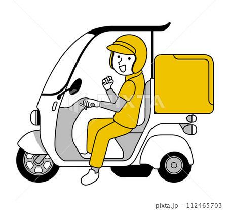 デリバリーバイクに乗る男性 112465703