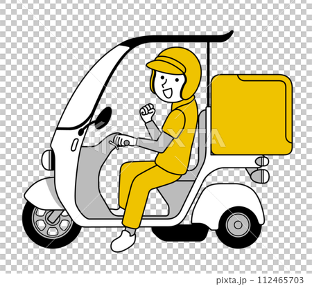 デリバリーバイクに乗る男性 112465703