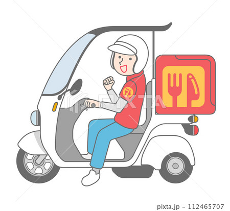 デリバリーバイクに乗る男性 112465707