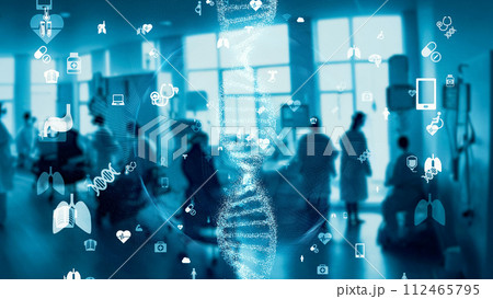 病院と遺伝子治療イメージ 病院と遺伝子治療イメージ 112465795