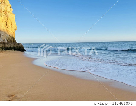 Algarve region in Portugal. A view of a Praia da Rocha in Portimao. 112466079