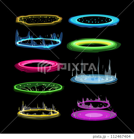 portal vfx set cartoon vector illustration 112467404