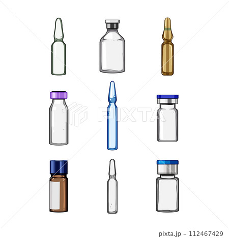 medical ampule set cartoon vector illustration 112467429