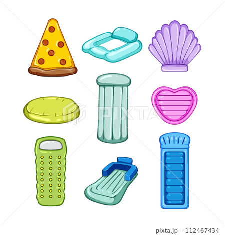 inflatable mattress pool set cartoon vector illustration 112467434