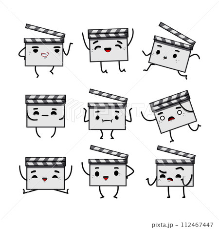 clapper board character set cartoon vector illustration clapper board character set cartoon vector illustration 112467447
