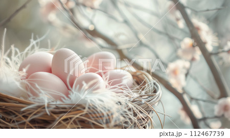 Nestled Easter Eggs with Blossoms Nestled Easter Eggs with Blossoms 112467739
