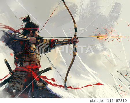 弓を射る戦国の兵士のイラストのイラスト素材 [112467810] - PIXTA
