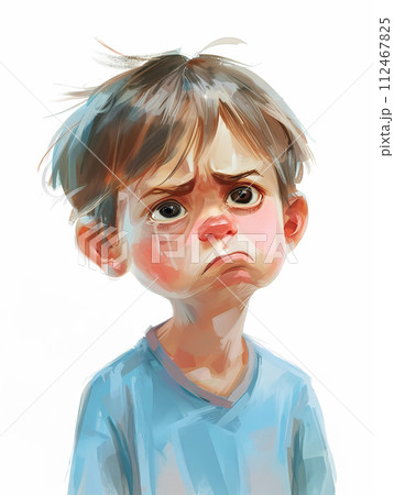 泣きべそをかいているかわいい男の子のイラスト 泣きべそをかいているかわいい男の子のイラスト 112467825