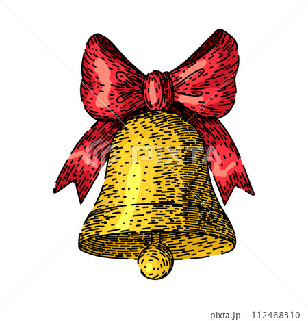 bell merry christmas sketch hand drawn vector 112468310