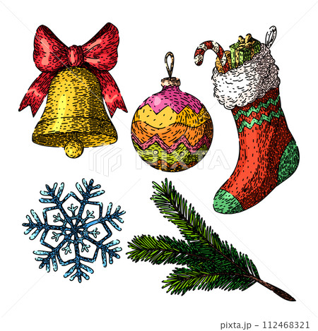 christmas set sketch hand drawn vector 112468321