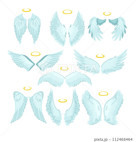 wing angel set cartoon vector illustration 112468464